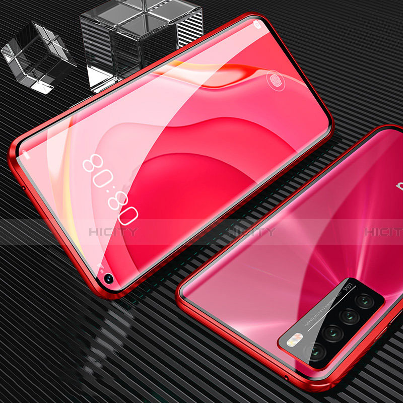 Funda Bumper Lujo Marco de Aluminio Espejo 360 Grados Carcasa M02 para Huawei Nova 7 5G Rojo