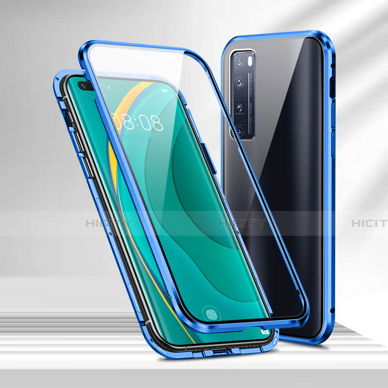 Funda Bumper Lujo Marco de Aluminio Espejo 360 Grados Carcasa M02 para Huawei Nova 7 Pro 5G Azul