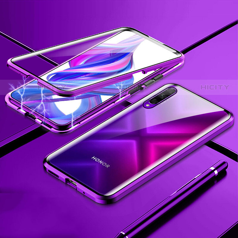 Funda Bumper Lujo Marco de Aluminio Espejo 360 Grados Carcasa M02 para Huawei P Smart Pro (2019) Morado