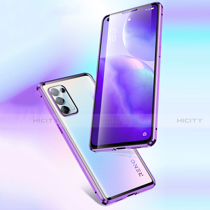 Funda Bumper Lujo Marco de Aluminio Espejo 360 Grados Carcasa M02 para Oppo Reno5 Pro 5G