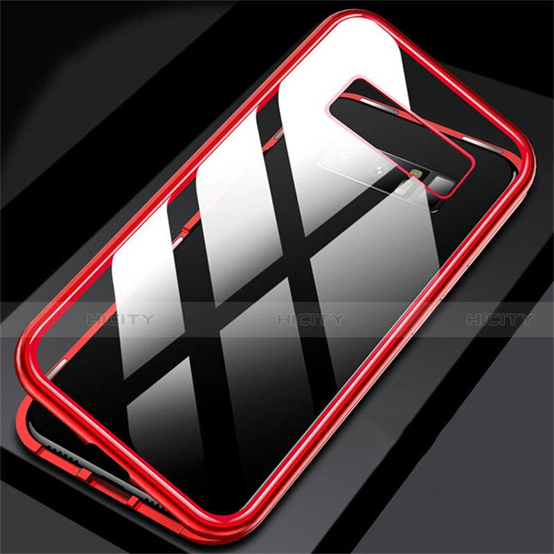 Funda Bumper Lujo Marco de Aluminio Espejo 360 Grados Carcasa M02 para Samsung Galaxy Note 8 Duos N950F Rojo