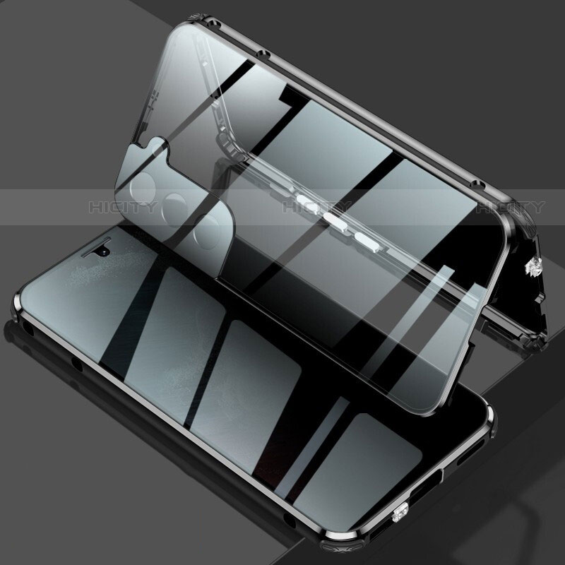 Funda Bumper Lujo Marco de Aluminio Espejo 360 Grados Carcasa M02 para Samsung Galaxy S21 FE 5G Negro