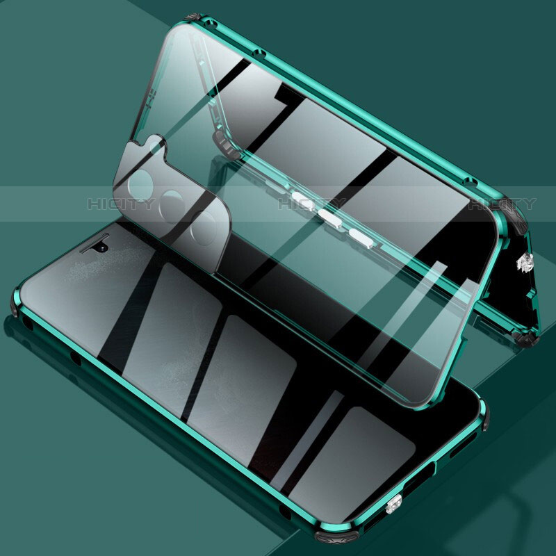 Funda Bumper Lujo Marco de Aluminio Espejo 360 Grados Carcasa M02 para Samsung Galaxy S23 5G Verde