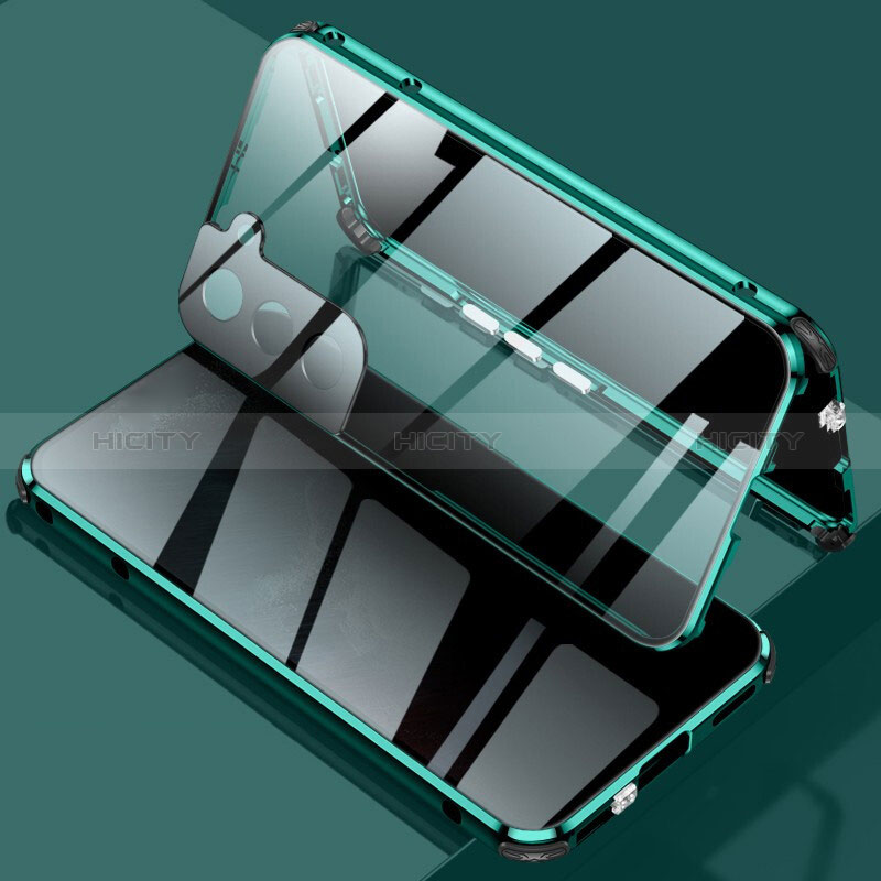 Funda Bumper Lujo Marco de Aluminio Espejo 360 Grados Carcasa M02 para Samsung Galaxy S24 5G Verde