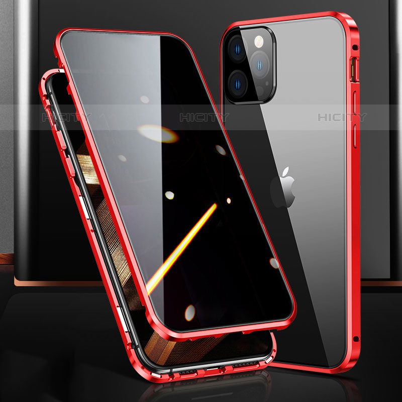 Funda Bumper Lujo Marco de Aluminio Espejo 360 Grados Carcasa M03 para Apple iPhone 15 Pro Rojo