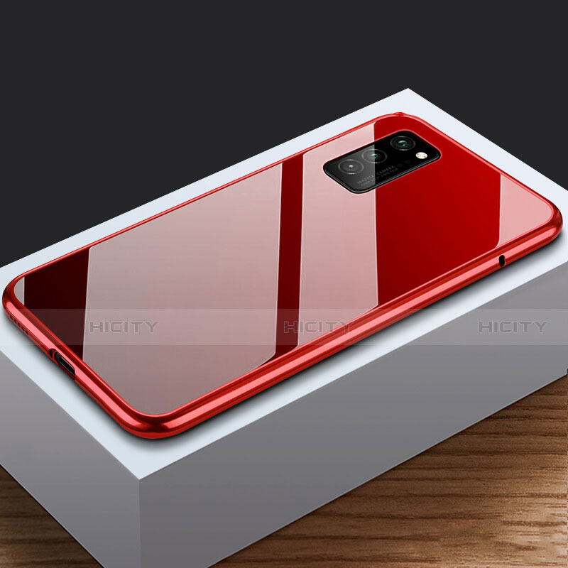 Funda Bumper Lujo Marco de Aluminio Espejo 360 Grados Carcasa M03 para Huawei Honor View 30 5G Rojo Rosa
