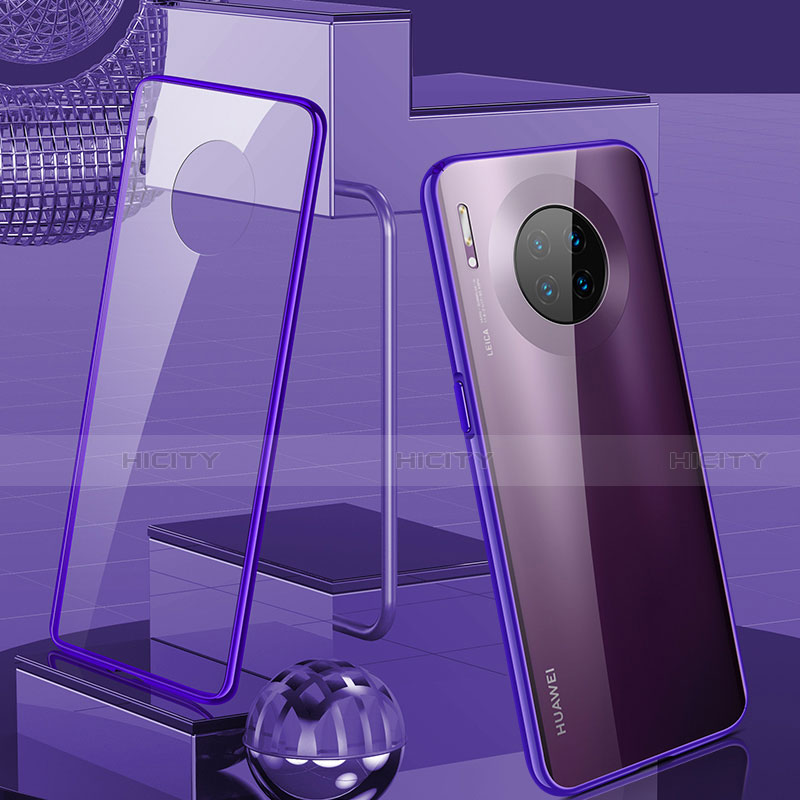 Funda Bumper Lujo Marco de Aluminio Espejo 360 Grados Carcasa M03 para Huawei Mate 30 5G Morado