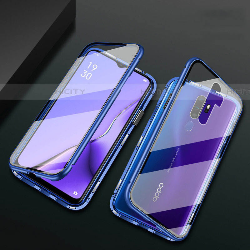 Funda Bumper Lujo Marco de Aluminio Espejo 360 Grados Carcasa M03 para Oppo A11 Azul