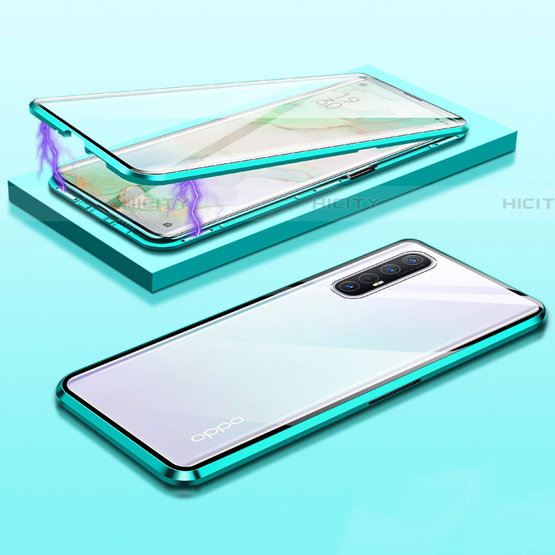 Funda Bumper Lujo Marco de Aluminio Espejo 360 Grados Carcasa M03 para Oppo Find X2 Neo Verde