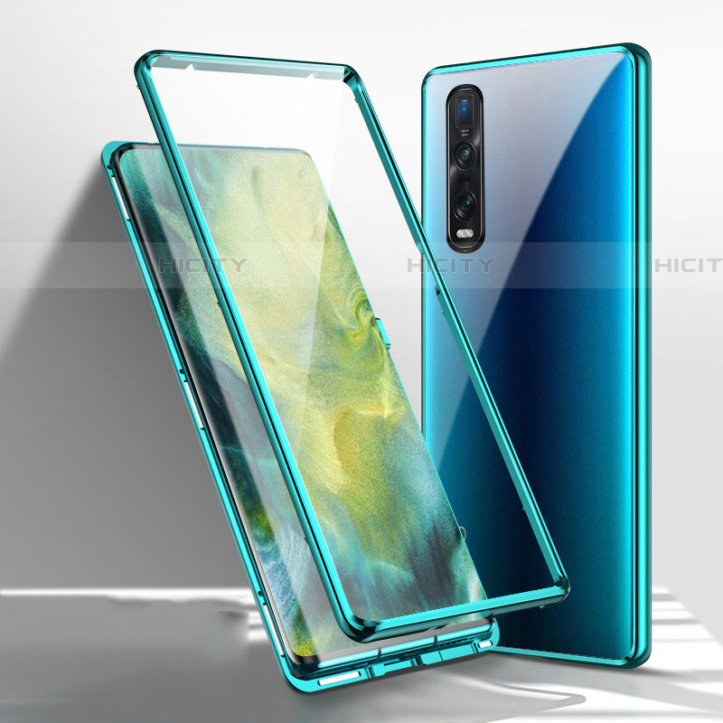 Funda Bumper Lujo Marco de Aluminio Espejo 360 Grados Carcasa M03 para Oppo Find X2 Pro Verde