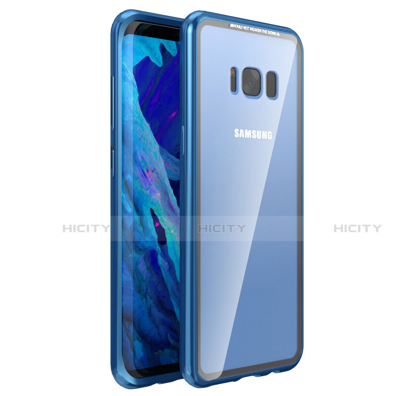 Funda Bumper Lujo Marco de Aluminio Espejo 360 Grados Carcasa M03 para Samsung Galaxy S8 Azul