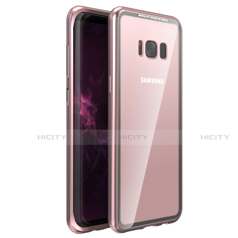 Funda Bumper Lujo Marco de Aluminio Espejo 360 Grados Carcasa M03 para Samsung Galaxy S8 Plus Oro Rosa