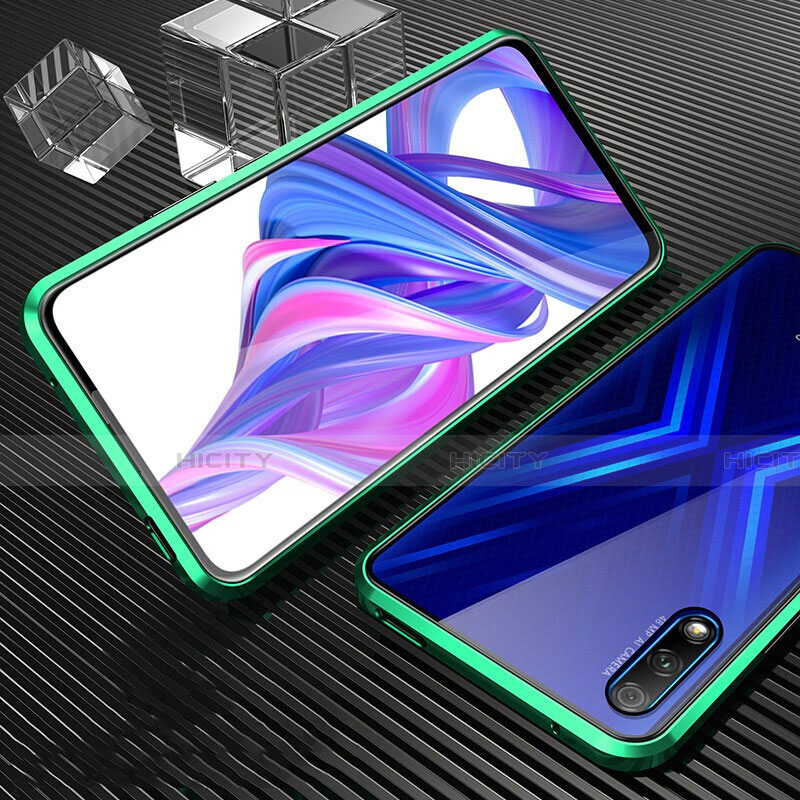 Funda Bumper Lujo Marco de Aluminio Espejo 360 Grados Carcasa M04 para Huawei Honor 9X Verde