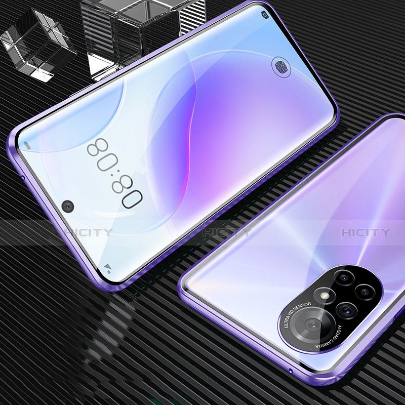 Funda Bumper Lujo Marco de Aluminio Espejo 360 Grados Carcasa M04 para Huawei Nova 8 5G Morado