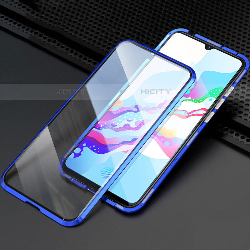 Funda Bumper Lujo Marco de Aluminio Espejo 360 Grados Carcasa M04 para Oppo A5 (2020) Azul