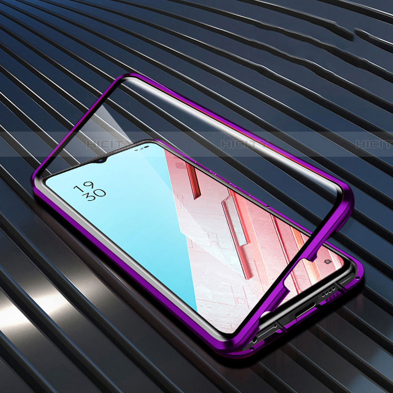 Funda Bumper Lujo Marco de Aluminio Espejo 360 Grados Carcasa M04 para Oppo Find X2 Lite Morado