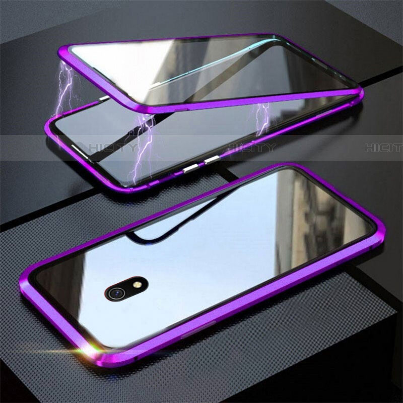 Funda Bumper Lujo Marco de Aluminio Espejo 360 Grados Carcasa M04 para Xiaomi Redmi 8A Morado