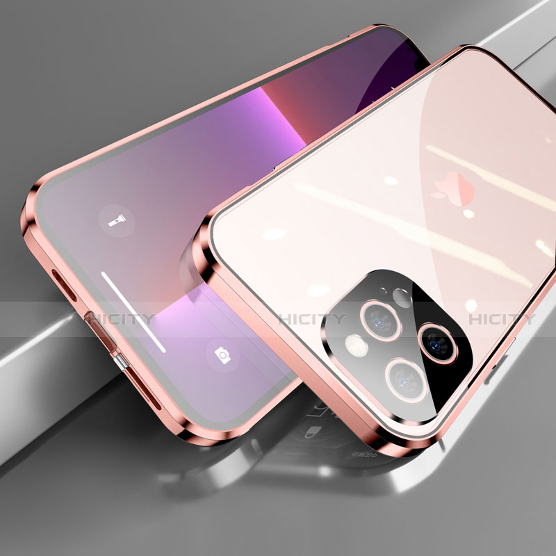 Funda Bumper Lujo Marco de Aluminio Espejo 360 Grados Carcasa M05 para Apple iPhone 13 Pro Max