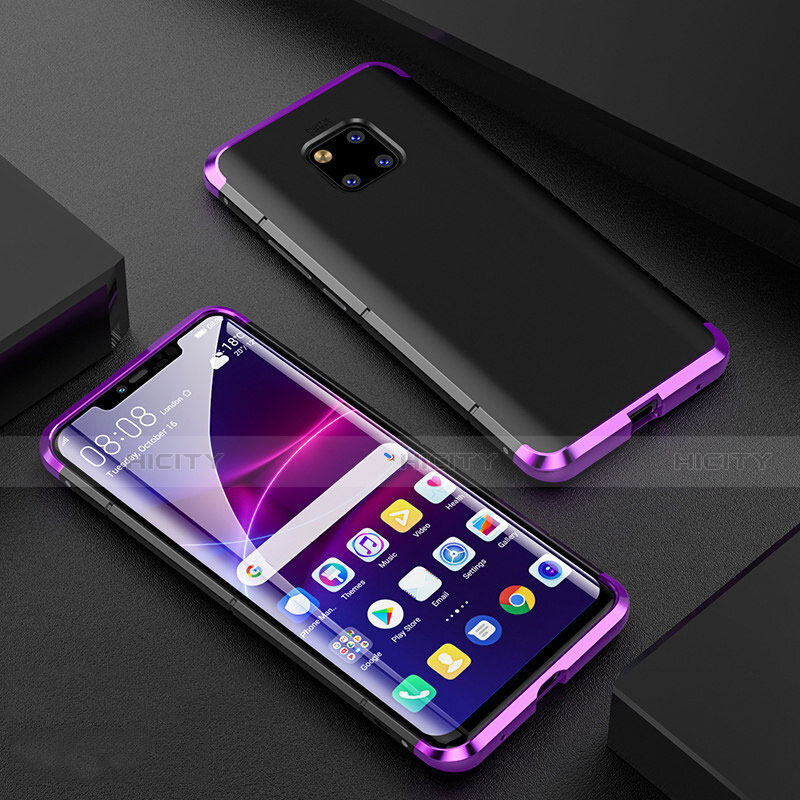 Funda Bumper Lujo Marco de Aluminio Espejo 360 Grados Carcasa M05 para Huawei Mate 20 Pro Morado