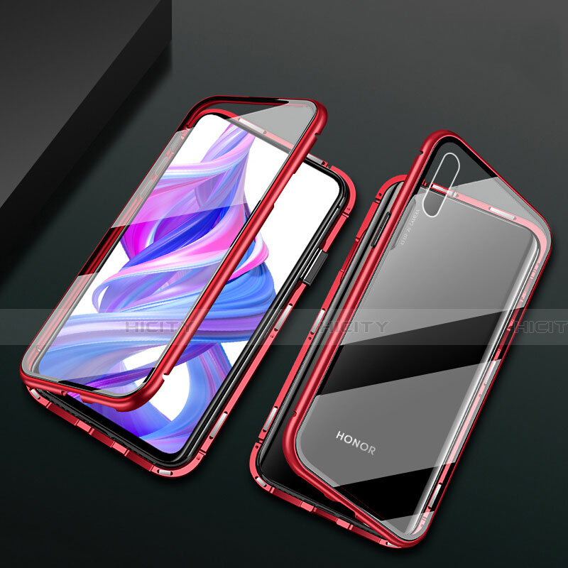 Funda Bumper Lujo Marco de Aluminio Espejo 360 Grados Carcasa M05 para Huawei P Smart Z (2019) Rojo