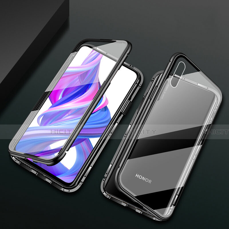 Funda Bumper Lujo Marco de Aluminio Espejo 360 Grados Carcasa M05 para Huawei Y9 Prime (2019) Negro