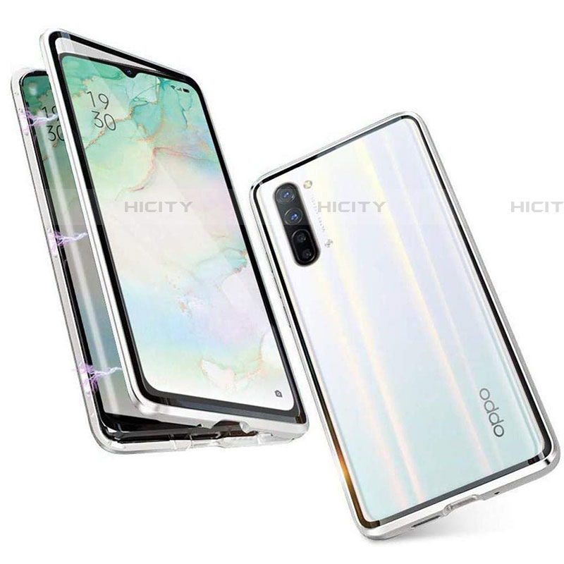 Funda Bumper Lujo Marco de Aluminio Espejo 360 Grados Carcasa M05 para Oppo Find X2 Lite Plata