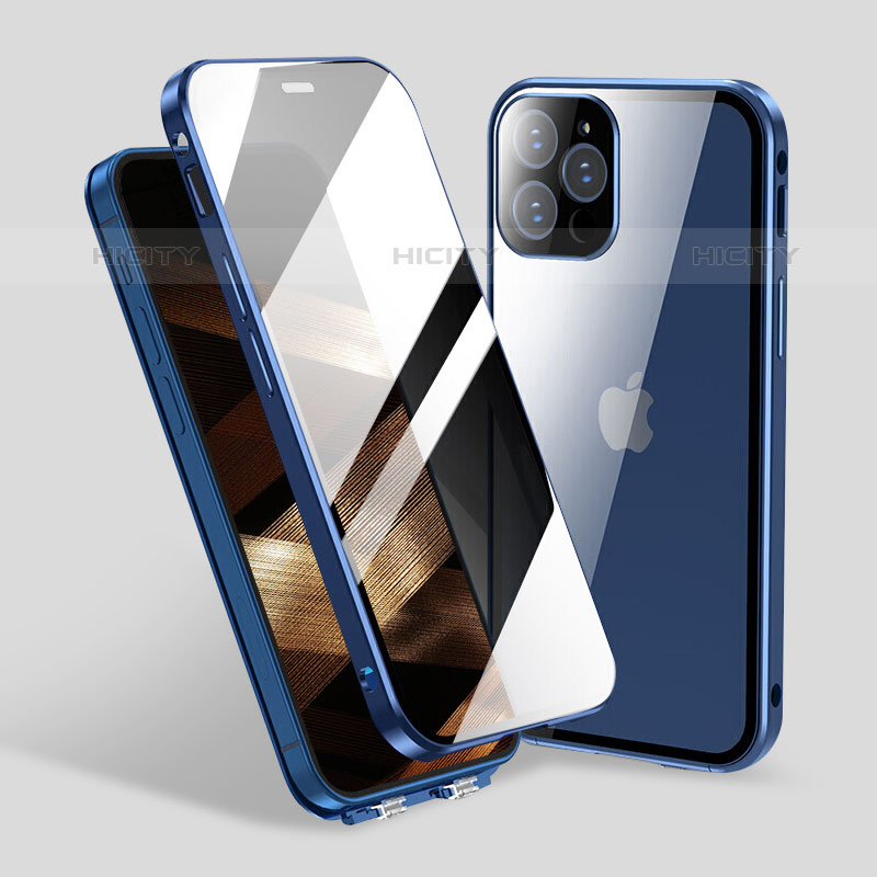 Funda Bumper Lujo Marco de Aluminio Espejo 360 Grados Carcasa M06 para Apple iPhone 15 Pro