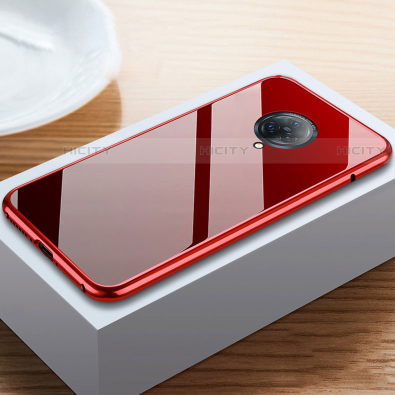 Funda Bumper Lujo Marco de Aluminio Espejo 360 Grados Carcasa M06 para Vivo Nex 3 5G Rojo y Negro