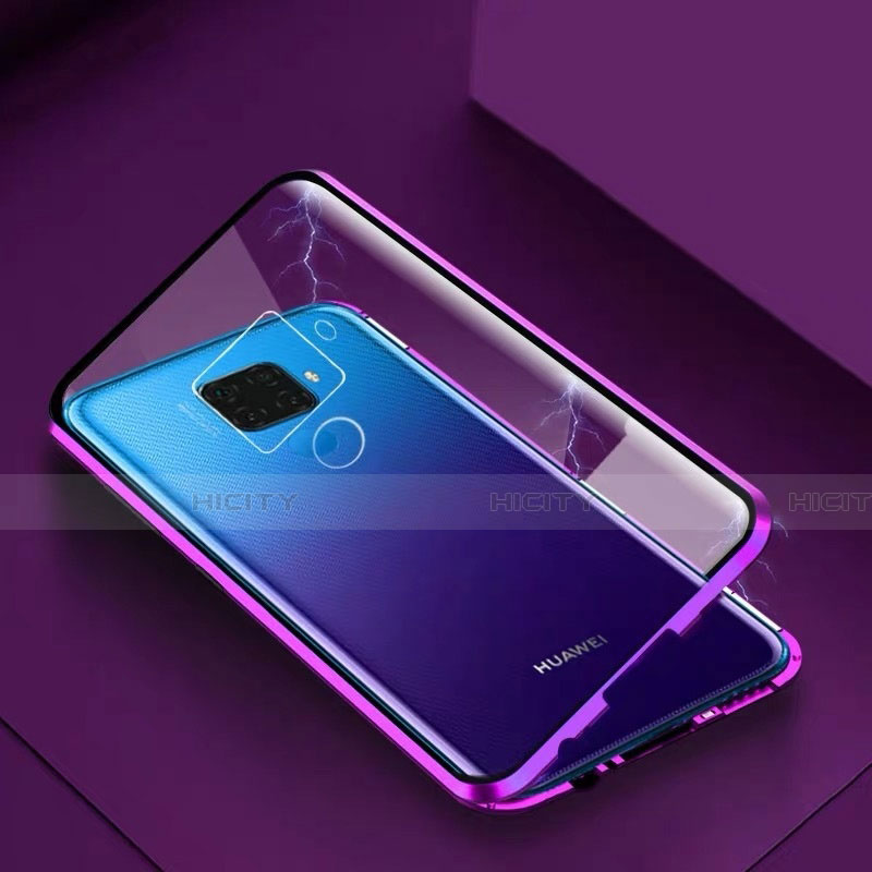 Funda Bumper Lujo Marco de Aluminio Espejo 360 Grados Carcasa M07 para Huawei Mate 30 Lite Morado