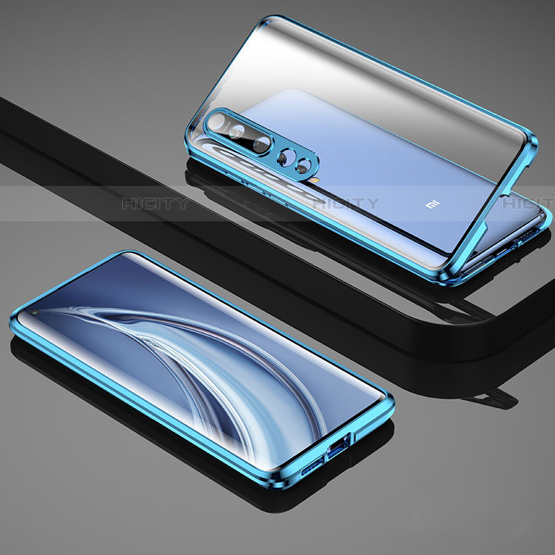 Funda Bumper Lujo Marco de Aluminio Espejo 360 Grados Carcasa M08 para Xiaomi Mi 10 Azul