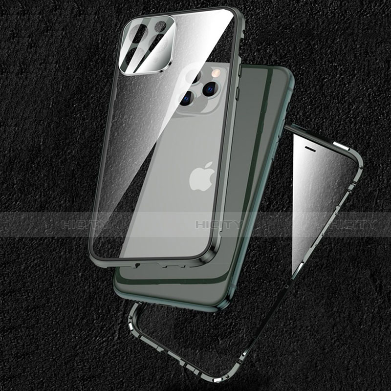 Funda Bumper Lujo Marco de Aluminio Espejo 360 Grados Carcasa M09 para Apple iPhone 13 Pro