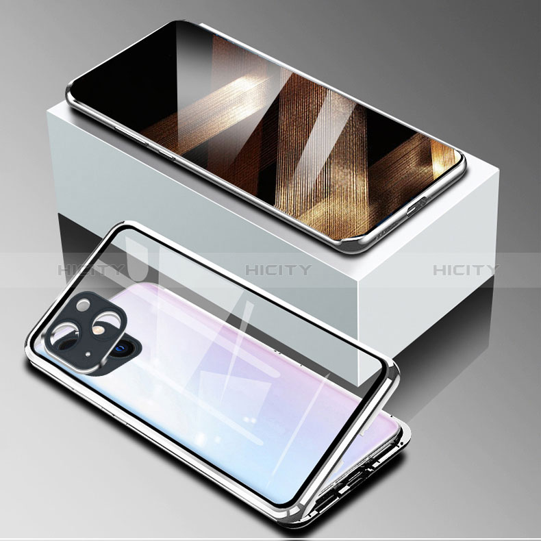 Funda Bumper Lujo Marco de Aluminio Espejo 360 Grados Carcasa M09 para Apple iPhone 15