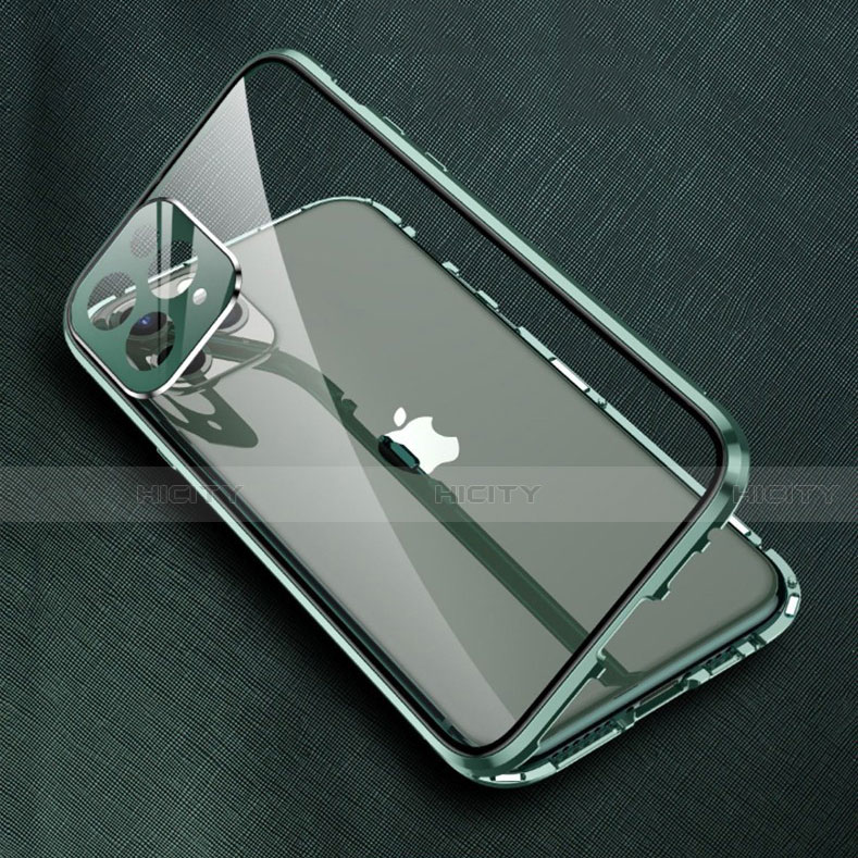 Funda Bumper Lujo Marco de Aluminio Espejo 360 Grados Carcasa M09 para Apple iPhone 15 Pro Max