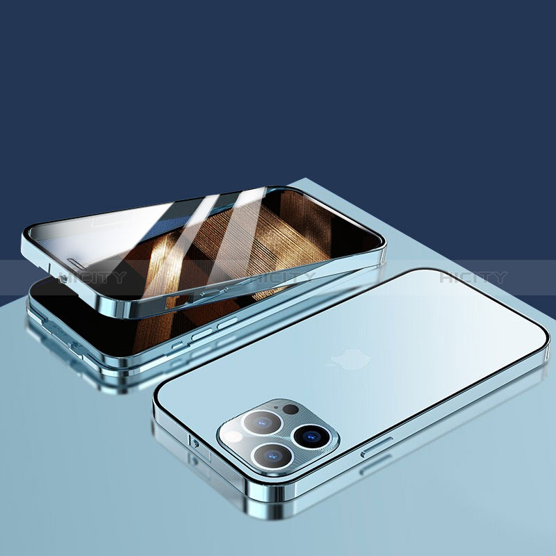 Funda Bumper Lujo Marco de Aluminio Espejo 360 Grados Carcasa M10 para Apple iPhone 14 Pro Max