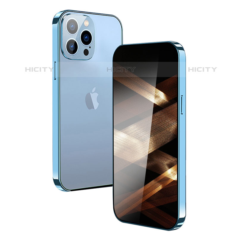 Funda Bumper Lujo Marco de Aluminio Espejo 360 Grados Carcasa M10 para Apple iPhone 16 Pro Max