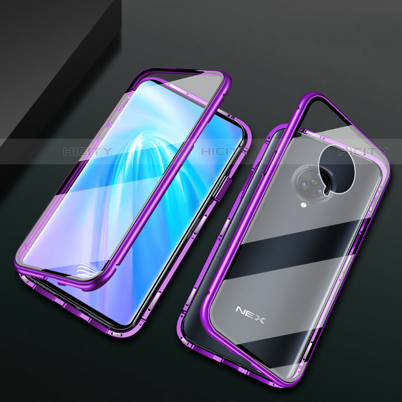 Funda Bumper Lujo Marco de Aluminio Espejo 360 Grados Carcasa M10 para Vivo Nex 3S Morado