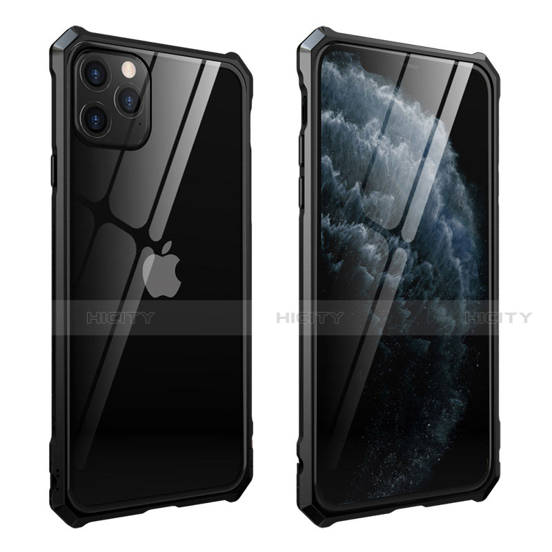 Funda Bumper Lujo Marco de Aluminio Espejo 360 Grados Carcasa M15 para Apple iPhone 11 Pro Negro