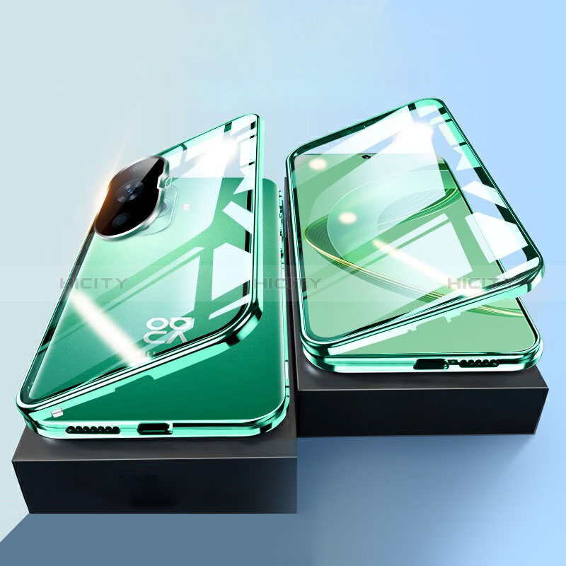 Funda Bumper Lujo Marco de Aluminio Espejo 360 Grados Carcasa P01 para Huawei Nova 11 Verde