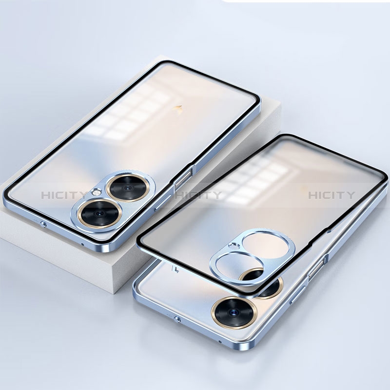 Funda Bumper Lujo Marco de Aluminio Espejo 360 Grados Carcasa P01 para Huawei Nova 11i Azul