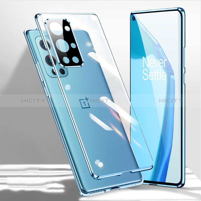 Funda Bumper Lujo Marco de Aluminio Espejo 360 Grados Carcasa P01 para OnePlus 9R 5G Azul