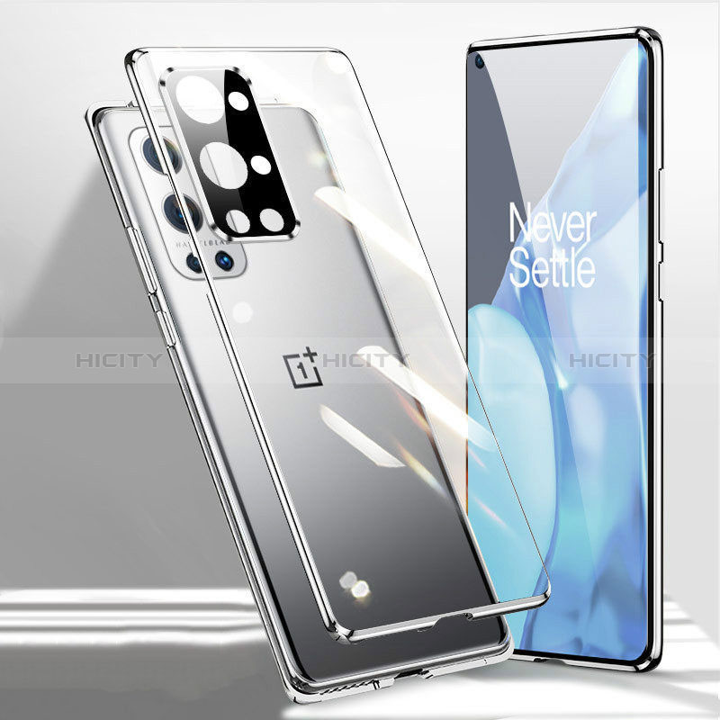 Funda Bumper Lujo Marco de Aluminio Espejo 360 Grados Carcasa P01 para OnePlus 9R 5G Plata