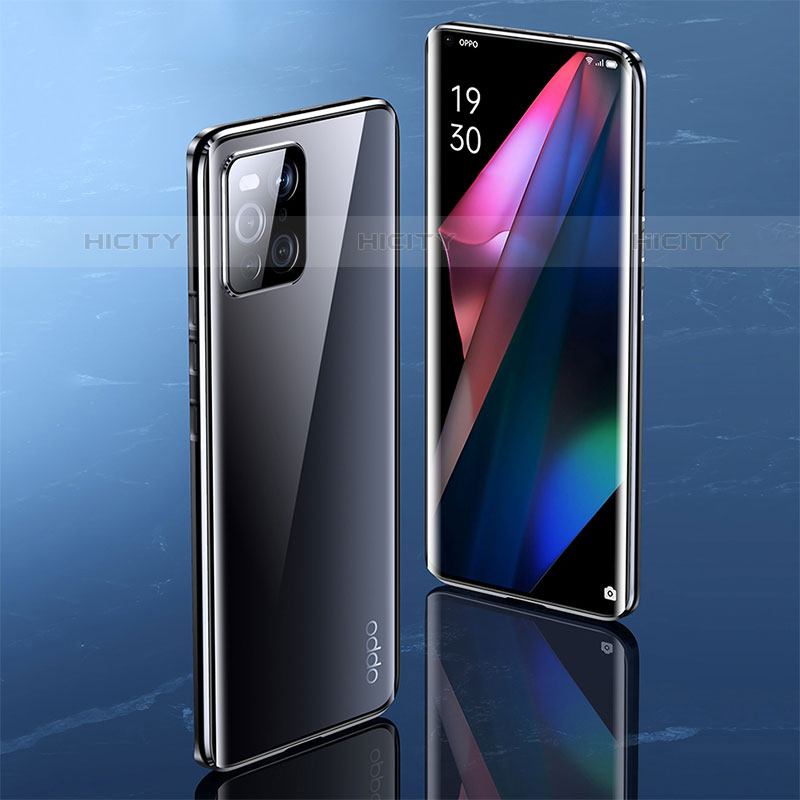 Funda Bumper Lujo Marco de Aluminio Espejo 360 Grados Carcasa P01 para Oppo Find X3 Pro 5G