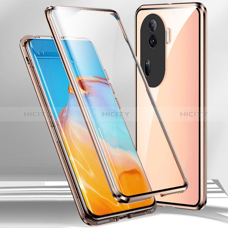 Funda Bumper Lujo Marco de Aluminio Espejo 360 Grados Carcasa P01 para Oppo Reno11 Pro 5G