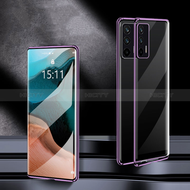 Funda Bumper Lujo Marco de Aluminio Espejo 360 Grados Carcasa P01 para Realme GT Neo 5G Morado