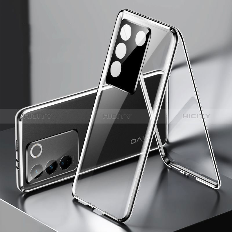 Funda Bumper Lujo Marco de Aluminio Espejo 360 Grados Carcasa P01 para Vivo V27 5G