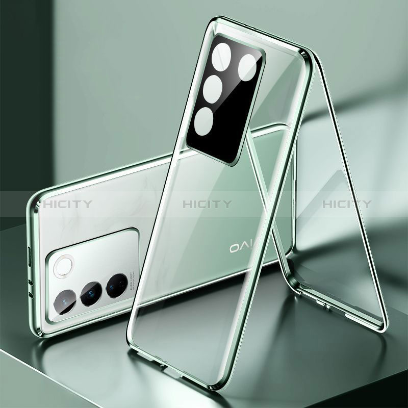 Funda Bumper Lujo Marco de Aluminio Espejo 360 Grados Carcasa P01 para Vivo V27e 5G