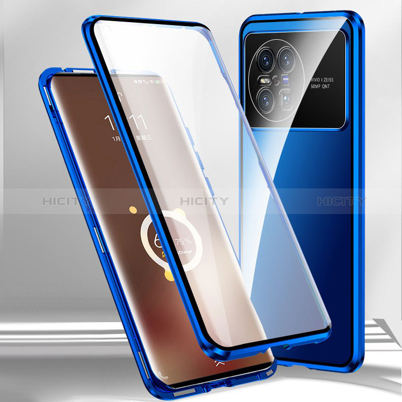 Funda Bumper Lujo Marco de Aluminio Espejo 360 Grados Carcasa P01 para Vivo X Note Azul