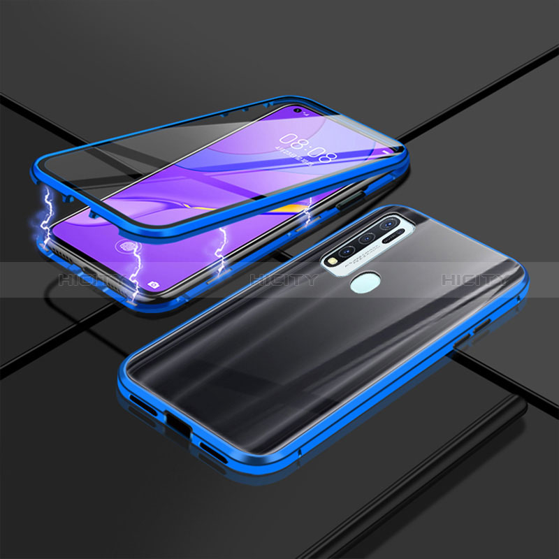 Funda Bumper Lujo Marco de Aluminio Espejo 360 Grados Carcasa P01 para Vivo Y50 Azul