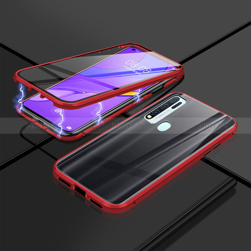 Funda Bumper Lujo Marco de Aluminio Espejo 360 Grados Carcasa P01 para Vivo Y50 Morado