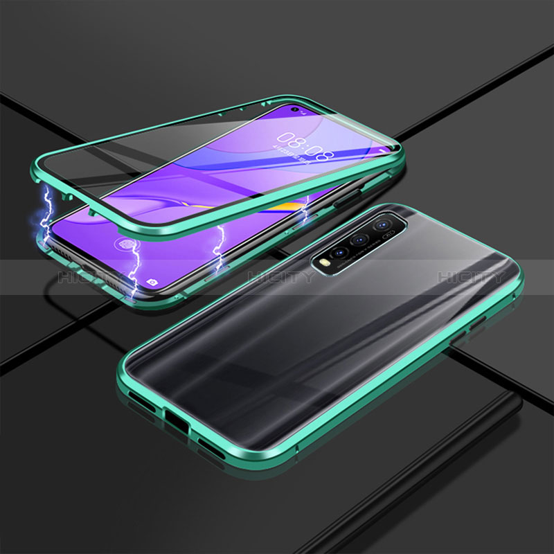 Funda Bumper Lujo Marco de Aluminio Espejo 360 Grados Carcasa P01 para Vivo Y70t 5G Verde